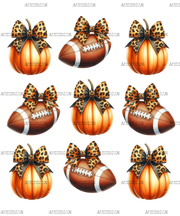 Autumn Pumpkins Football Bows-1 DTF Transfer