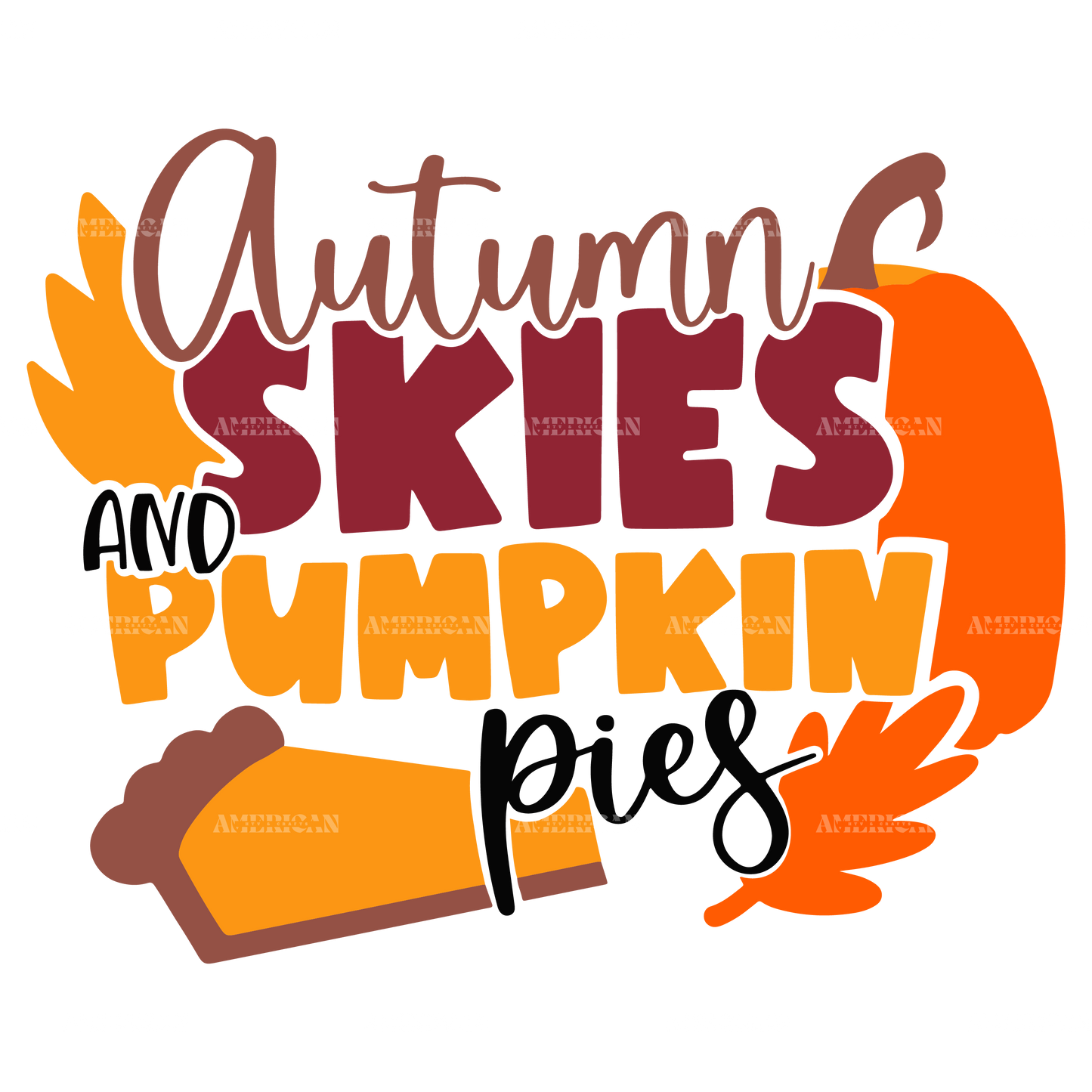 Autumn Skies And Pumpkin DTF Transfer