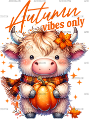 Autumn Vibes Only Cow DTF Transfer