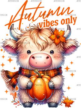 Autumn Vibes Only Cow DTF Transfer