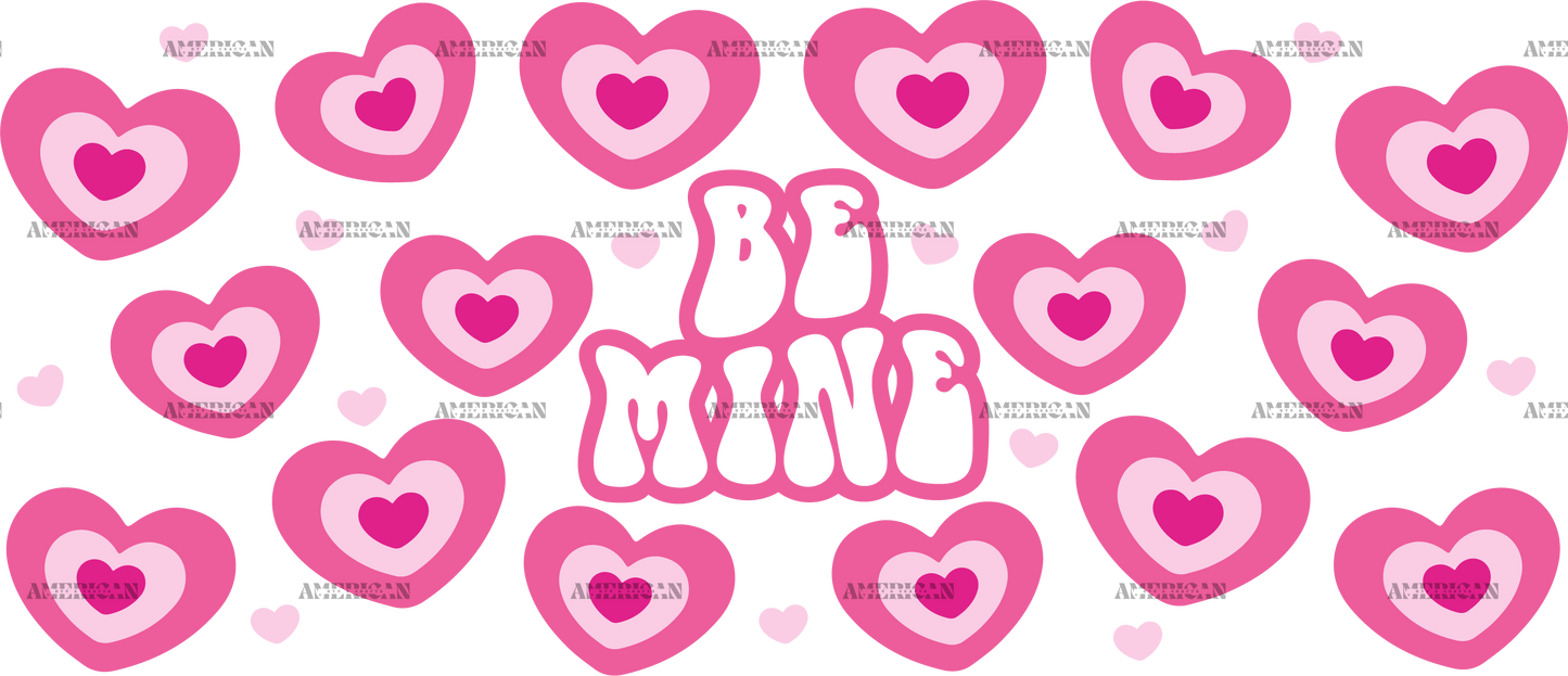 Be Mine Retro Hearts UV DTF Transfer