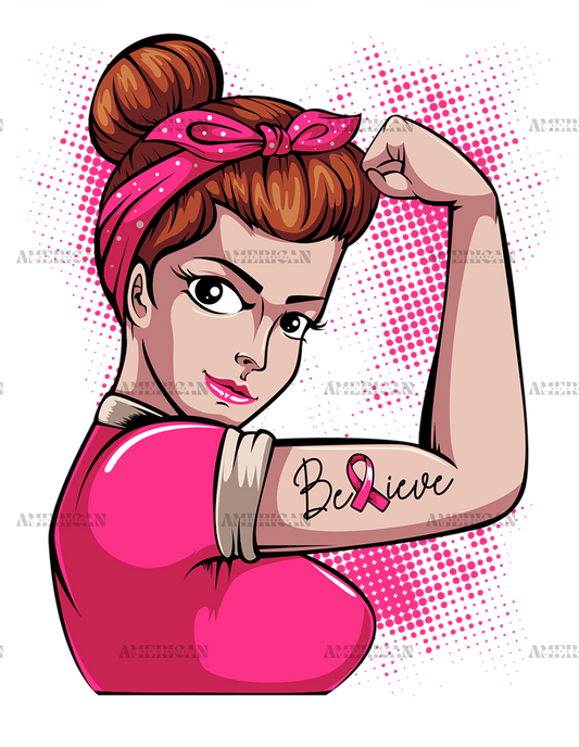 Believe Breast Cancer Awareness Warrior Survivor Support DTF Transfer