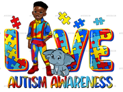 Black Boy Autism Love DTF Transfer