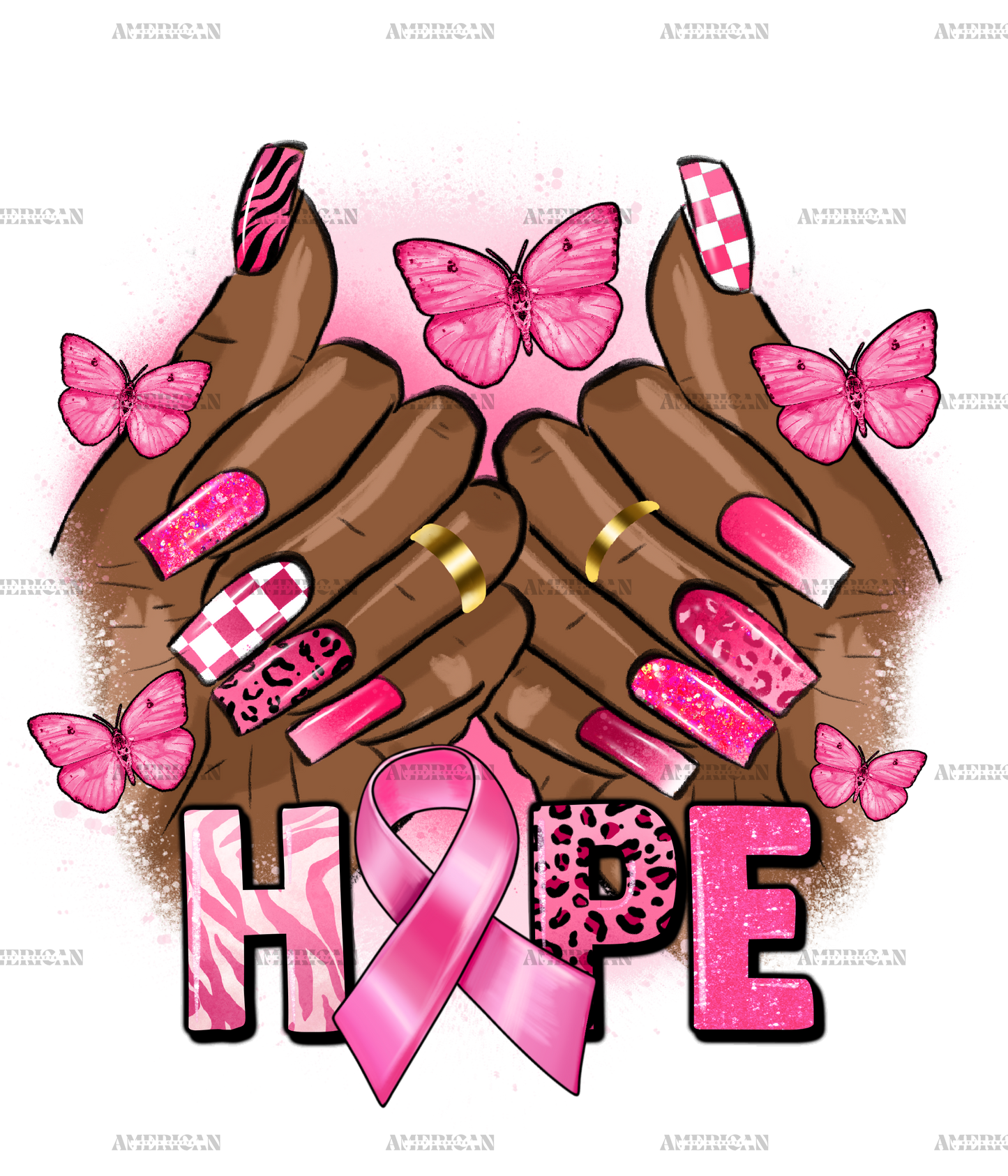 Breast Cancer Hope Nails DTF Transfer