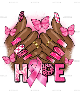 Breast Cancer Hope Nails DTF Transfer