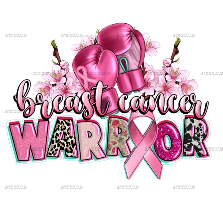 Breast Cancer Warrior Boxing Gloves DTF Transfer