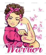 Breast Cancer Warrior Rosie Riveter Pink Ribbon Unbreakable DTF Transfer