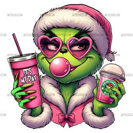 Bubble Grinch-1 DTF Transfer
