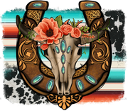 Bull Skull Western Horseshoe DTF Transfer