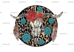 Bull Skull Leopard DTF Transfer