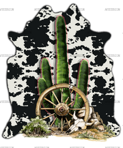 Cattle Carpet Cowhide Cactus DTF Transfer
