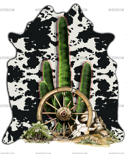 Cattle Carpet Cowhide Cactus DTF Transfer