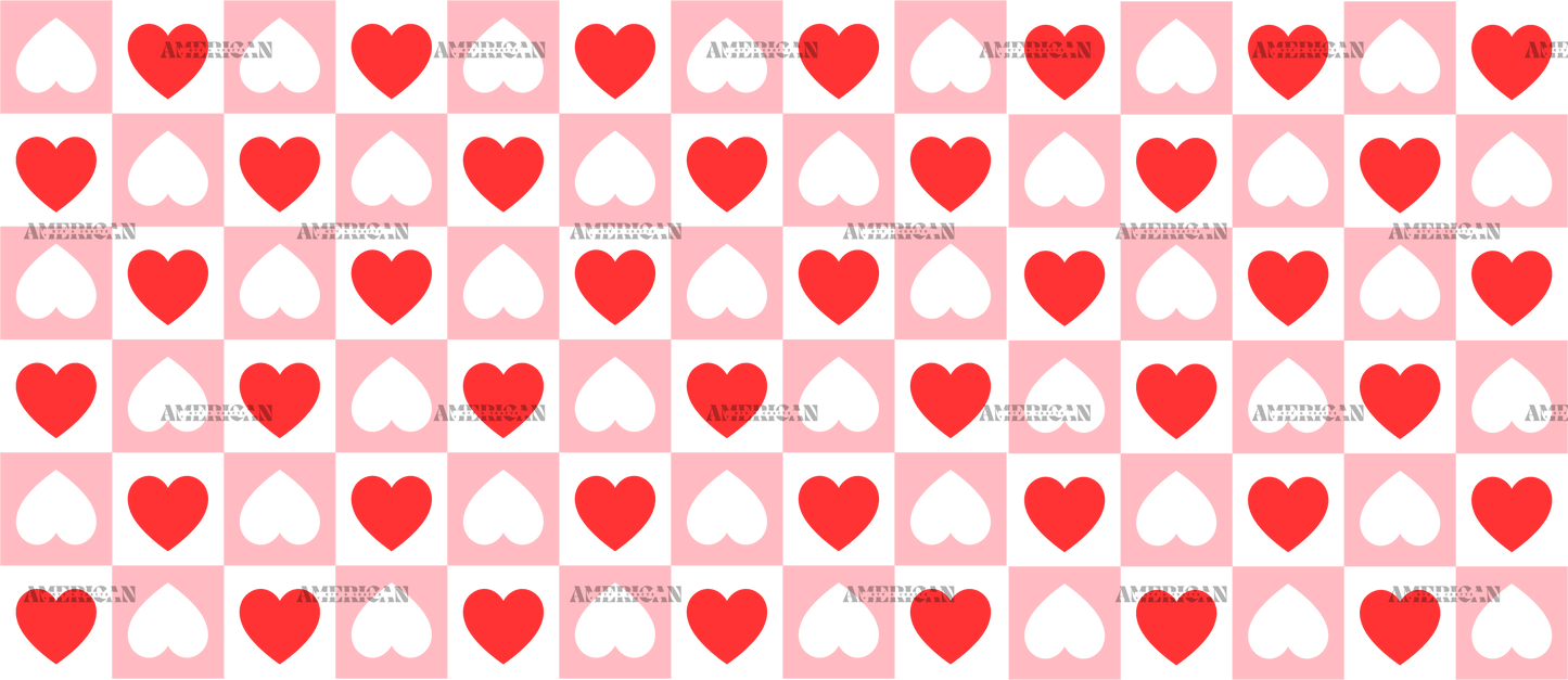 Checkered Hearts UV DTF Transfer