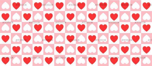 Checkered Hearts UV DTF Transfer