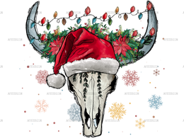 Christmas Boho Skull DTF Transfer