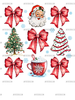 Christmas Bows-3 DTF Transfer