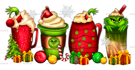 Grinch Christmas Coffee DTF Transfer