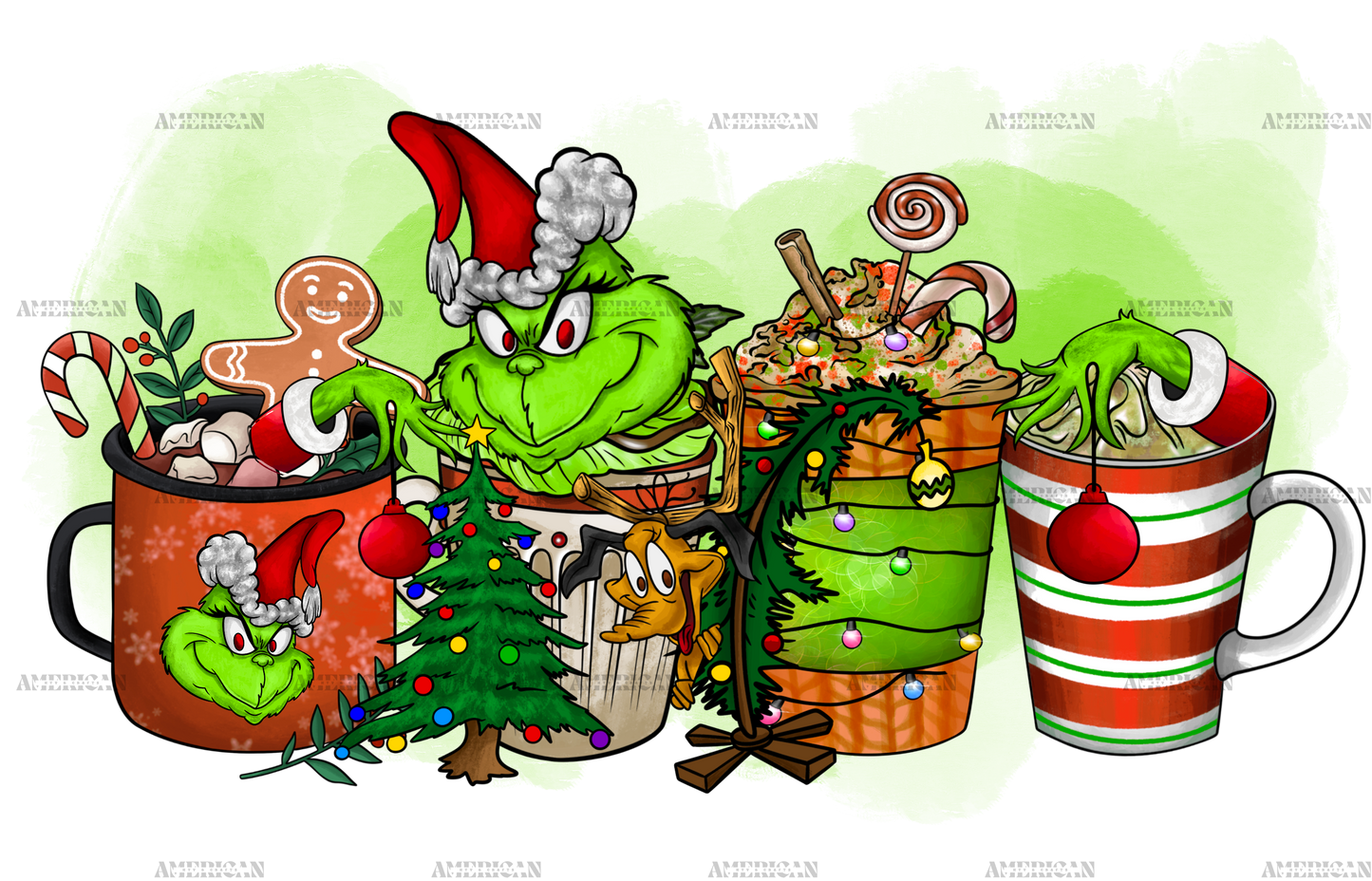 Christmas Coffee Grinch DTF Transfer