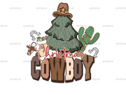 Christmas Cowboy Tree DTF Transfer