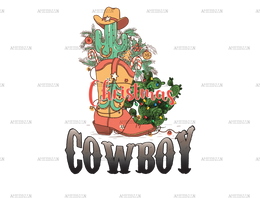 Christmas Cowboy Shoe DTF Transfer