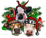 Christmas Cows With Tree DTF Transfer