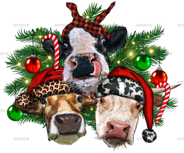 Christmas Cows With Tree DTF Transfer