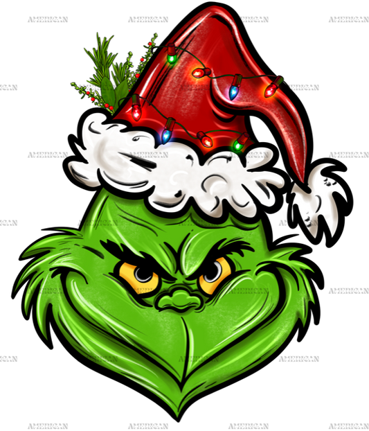 Christmas Grinch Face DTF Transfer