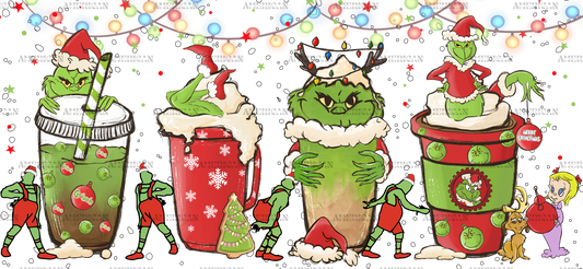 Christmas Grinch Latte UV DTF Transfer