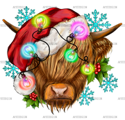 Christmas Highland Cow-2 DTF Transfer