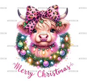 Christmas Highland Cow-3 DTF Transfer