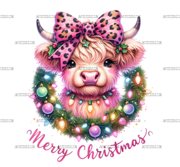 Christmas Highland Cow-3 DTF Transfer