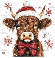 Christmas Highland Cow-4 DTF Transfer