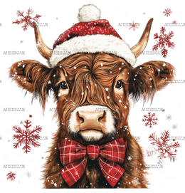 Christmas Highland Cow-4 DTF Transfer