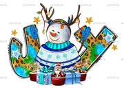 Christmas Joy With Snowman DTF Transfer