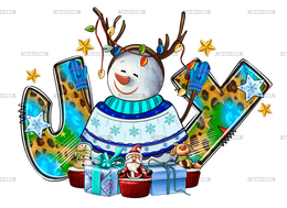 Christmas Joy With Snowman DTF Transfer