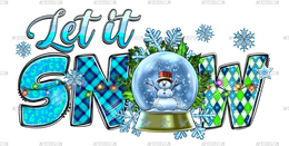 Christmas Let It Snow Snowman Globe DTF Transfer