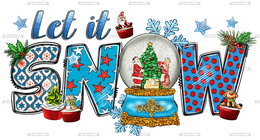 Christmas Let It Snow With Snow Globe Cupcakes DTF Transfer
