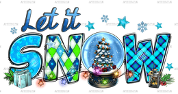 Christmas Let It Snow With Snow Globe Gifts DTF Transfer