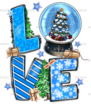 Christmas Love With Snow Globe DTF Transfer