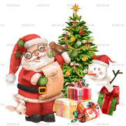 Christmas Santa And Snowman DTF Transfer