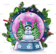 Christmas Snow Globe Snowman  DTF Transfer
