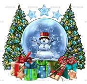 Christmas Snow Globe With Gifts DTF Transfer