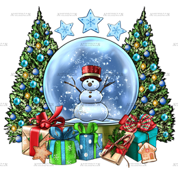 Christmas Snow Globe With Gifts DTF Transfer
