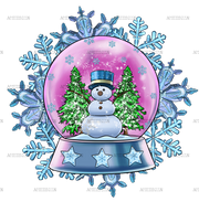 Christmas Snow Globe With Snowflake DTF Transfer