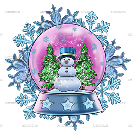 Christmas Snow Globe With Snowflake DTF Transfer