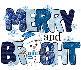 Christmas Snowman Merry and Bright DTF Transfer