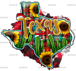 Christmas Texas Map DTF Transfer