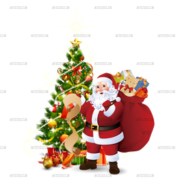 Christmas Tree Santa DTF Transfer