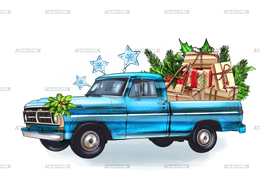 Christmas Truck With Gifts DTF Transfer