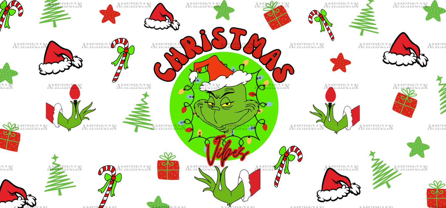 Christmas Vibes Grinch UV DTF Transfer